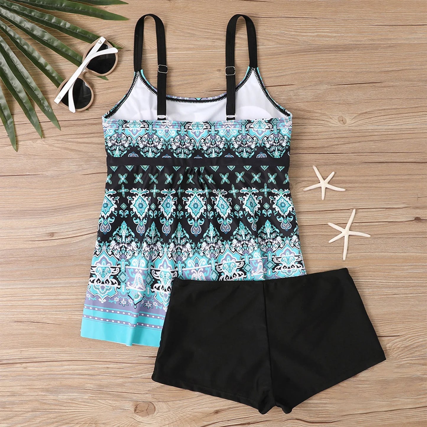 Women's Sexy Slim Fit Printed Sling Split Bikini Plus Size Swimsuit (Two Piece) Strape Tankini Set Printed Beach Swimsuit Women