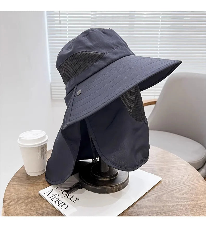 Sunscreen hat, men's fishing hat, fisherman's hat, outdoor hiking sun hat, UV resistant sun hat, tea picking hat, women's face