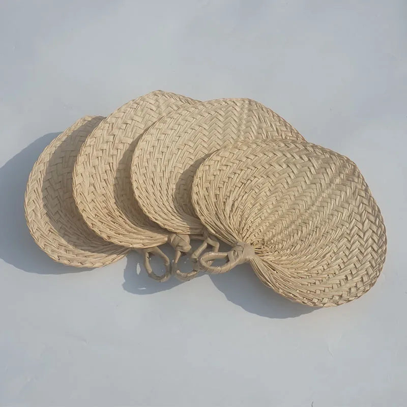 Natural Raffia Hand Fans Handmade Raffia Fans Palm Leaf Hand Fans With String Label Buri Fans For Summer Farmhouse Decor
