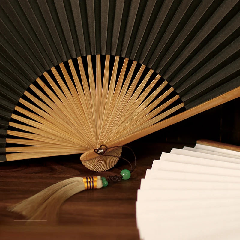 Chinese Retro Folding Hand Fan Bamboo Hand Painted Drama Folding Fan Double Side Vintage Hand Paper Fans Portable Folding Fans