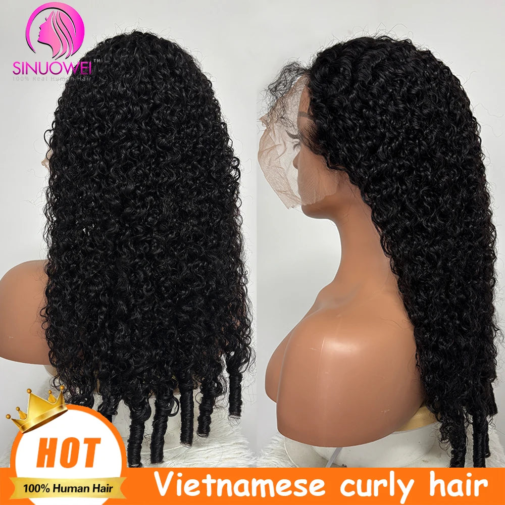 Vietnamese Curly Lace Front Human Hair Wig Burmese Curly 180% Density Brazilian Virgin Human Hair 12A Human Hair Wigs For Women