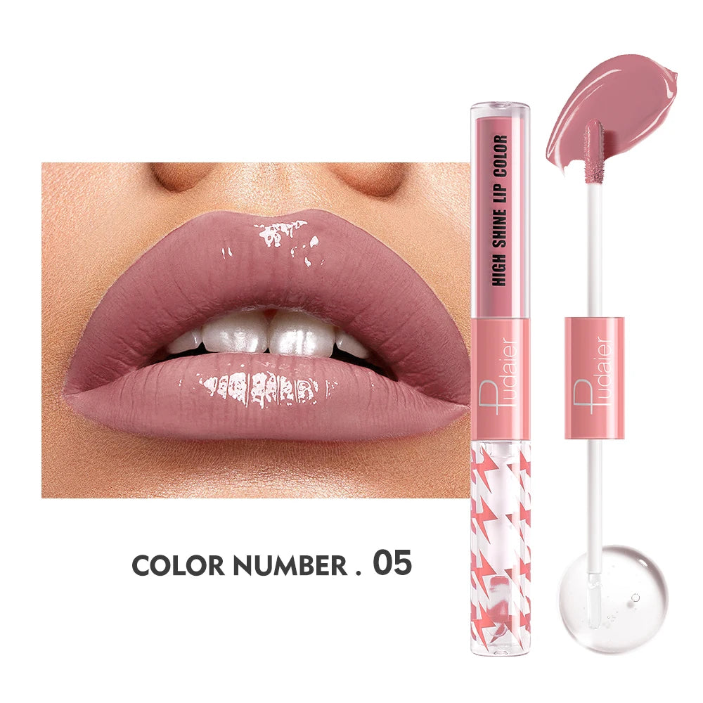 double headed lip gloss,Moisturizing Lip Oil, High gloss lip gloss with transparent lip oil,Rapid film formation