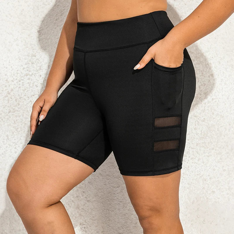 VITALINOVO Plus Size Biker Shorts with Pockets for Women High Waisted Workout Tummy Control Gym Running Athletic Yoga Short