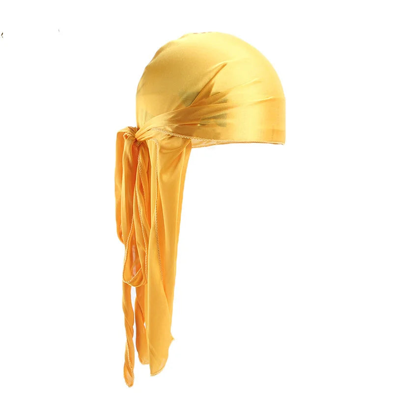 New Men's Long Silky Satin Breathable Turban Hat Wigs Doo Durag Biker Headwrap Chemo Cap Pirate Hat Men Hair Accessories