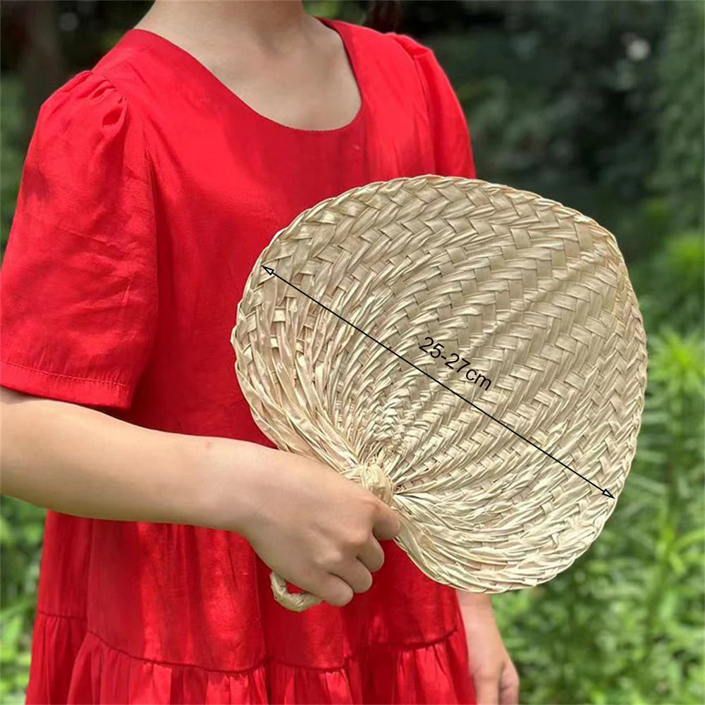 Natural Raffia Hand Fans Handmade Raffia Fans Palm Leaf Hand Fans With String Label Buri Fans For Summer Farmhouse Decor