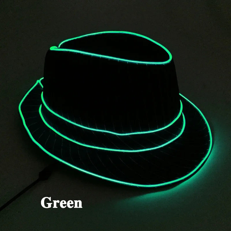light up Men's hat and tie Led luminous Funny hat glowing Top Hat for Fluorescent club dance show props performances costumes
