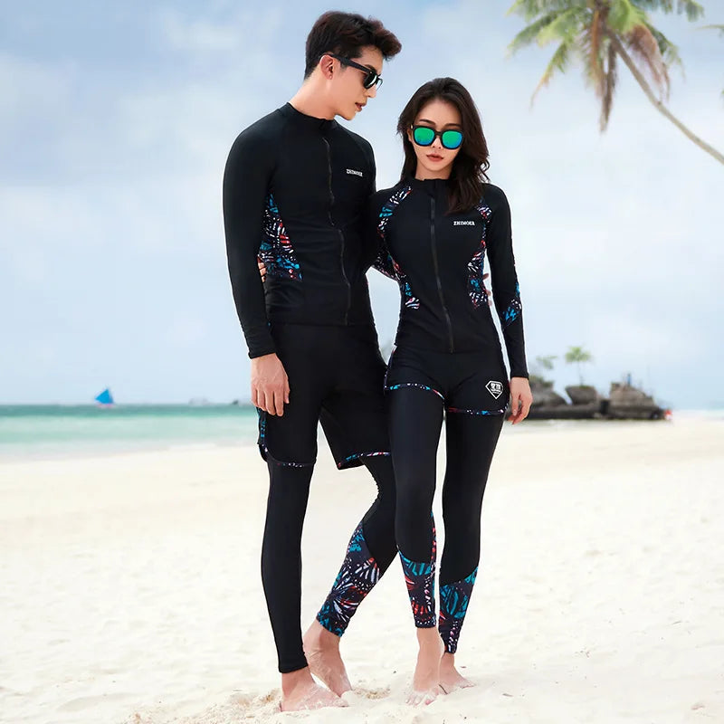 Men Rash Guard Diving Suits Surfing Swimwear Long Sleeve Suit Swim Shirt+Trunks+Shorts UV Swimming RashGuard Prevent Jellyfish