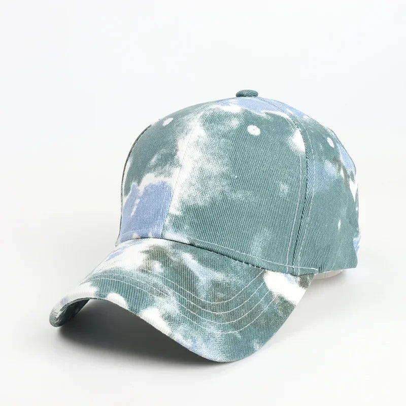 Men Hat Sports Women Baseball Hat Sun Protection Color Tie Dyed Baseball Hat Punk Hip Hop Performance Street Dance Sun Hat