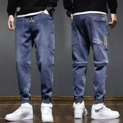 Trousers Letter Harem Men's Jeans With Print Man Cowboy Pants Black Comfortable Soft 2024 Korean Autumn Y2k Vintage Xs Retro