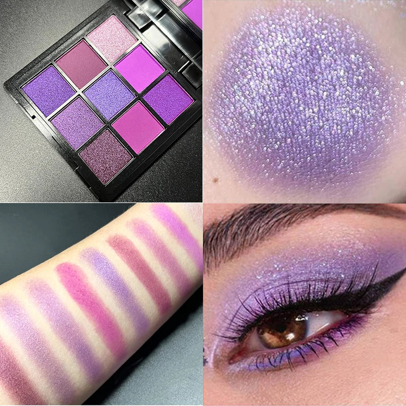 9-Grid Eye Shadow Palette Make-up for Women Glitter Pearlescent Matte Eyeshadow Cosmetics Shimmer Long Lasting Makeup Products