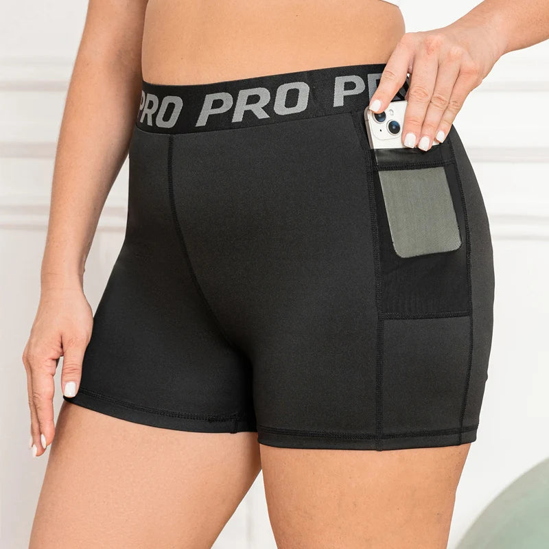 VITALINOVO Plus Size Biker Shorts with Pockets for Women High Waisted Workout Tummy Control Gym Running Athletic Yoga Short