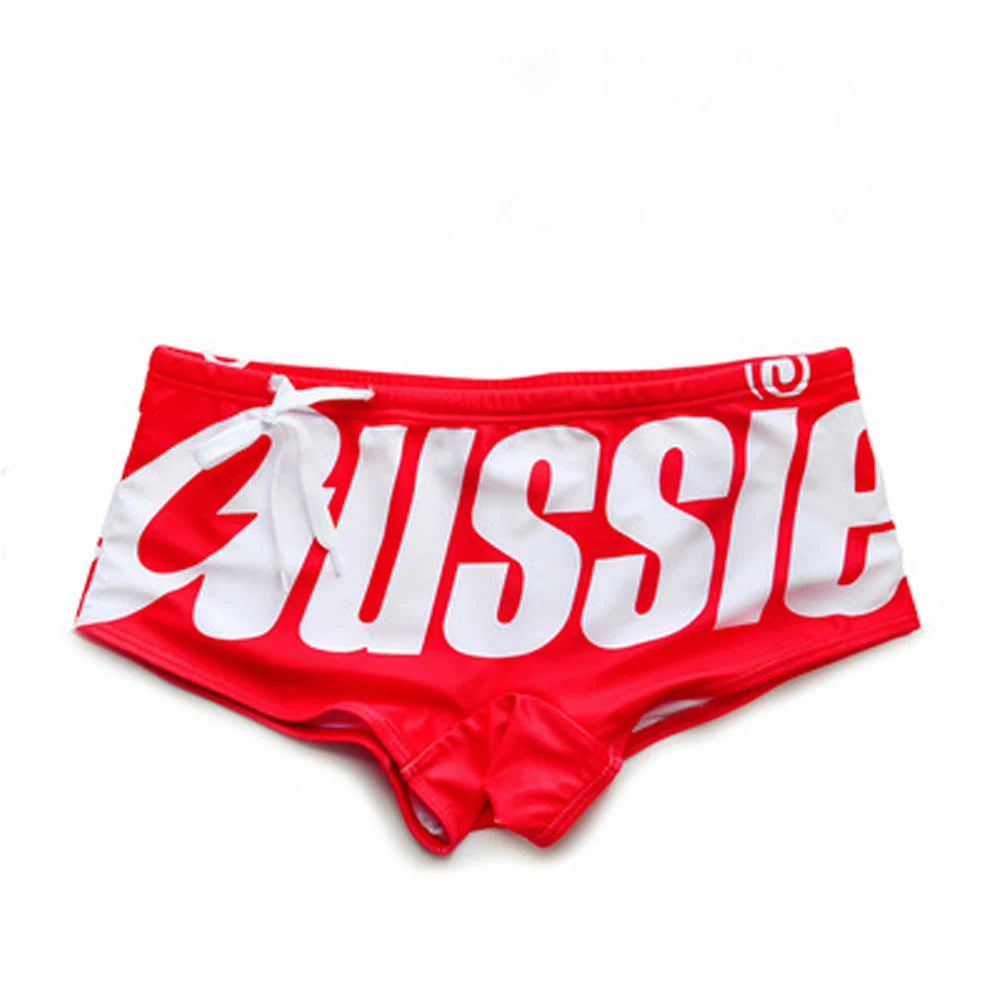 Men's Swim Trunks Low Waisted Sexy Fashionable Flat Angle Swim Trunks Triangle Hot Spring Beach Letters