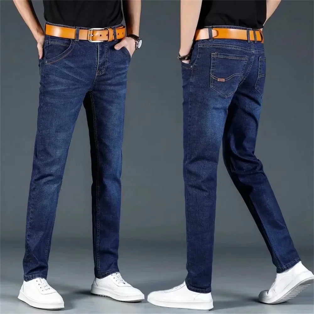 Winter Men's Pants Jeans Flannel Stretch High Quality Jean Trousers Men Casual Pants Men Streetwear Men Clothing baggy jeans