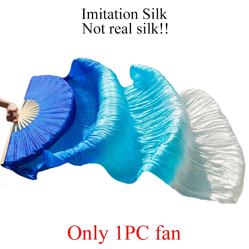 Belly Dance Fans Gradient Color Imitation Silk Fans Belly Dance Performance Props Long Fans Yellow+Orange+Red Customizable