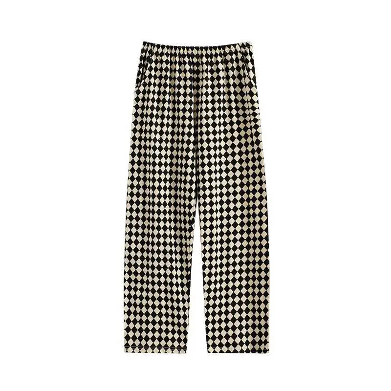 Male Trousers Straight Cotton Check Plaid Men's Casual Pants Aesthetic Hot Baggy Plus Size Classic Harajuku Fashion Vintage Big