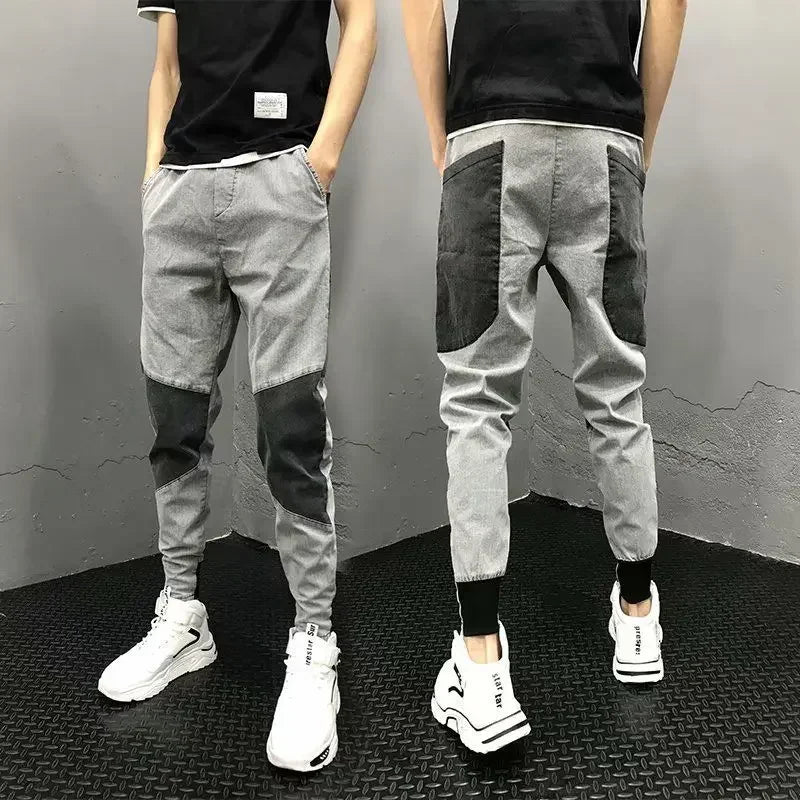 Trousers Letter Harem Men's Jeans With Print Man Cowboy Pants Black Comfortable Soft 2024 Korean Autumn Y2k Vintage Xs Retro