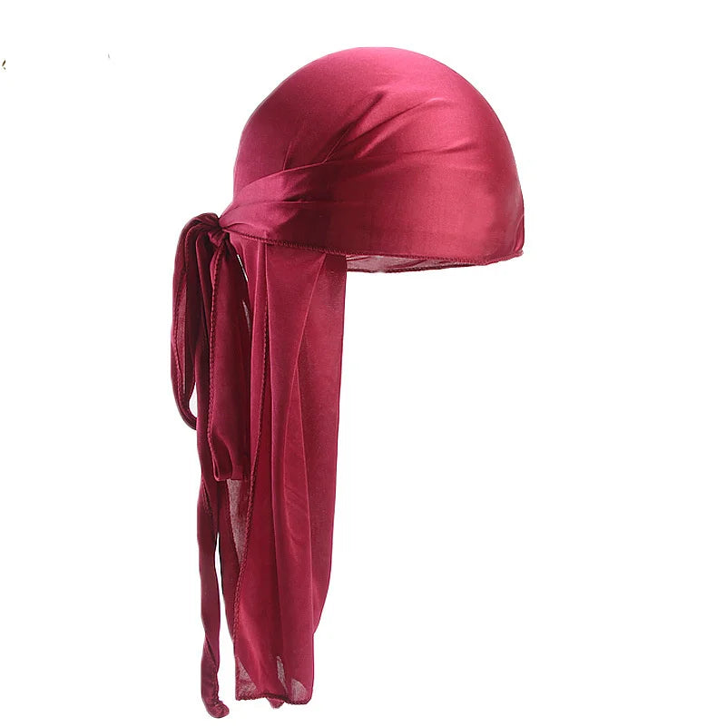 New Men's Long Silky Satin Breathable Turban Hat Wigs Doo Durag Biker Headwrap Chemo Cap Pirate Hat Men Hair Accessories