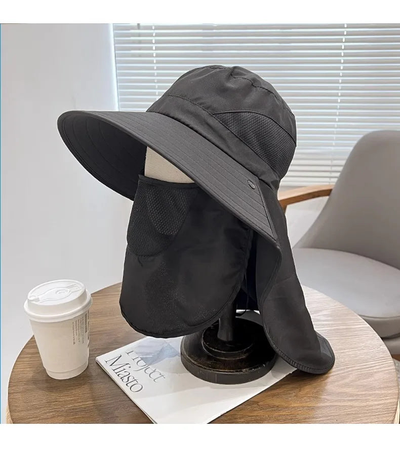 Sunscreen hat, men's fishing hat, fisherman's hat, outdoor hiking sun hat, UV resistant sun hat, tea picking hat, women's face