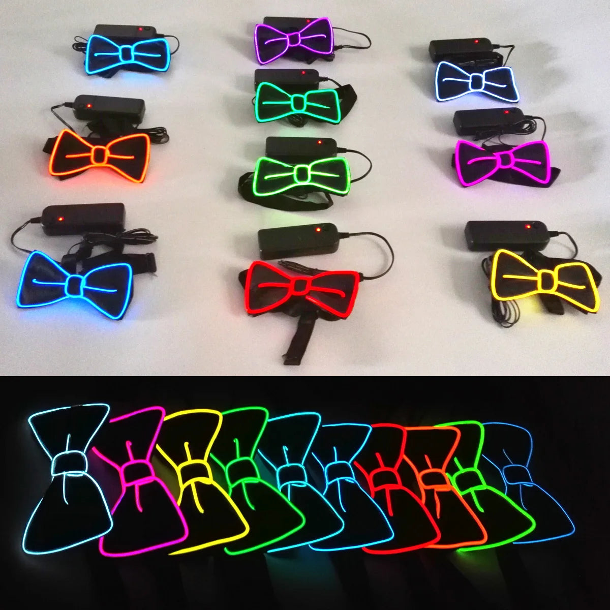 light up Men's hat and tie Led luminous Funny hat glowing Top Hat for Fluorescent club dance show props performances costumes