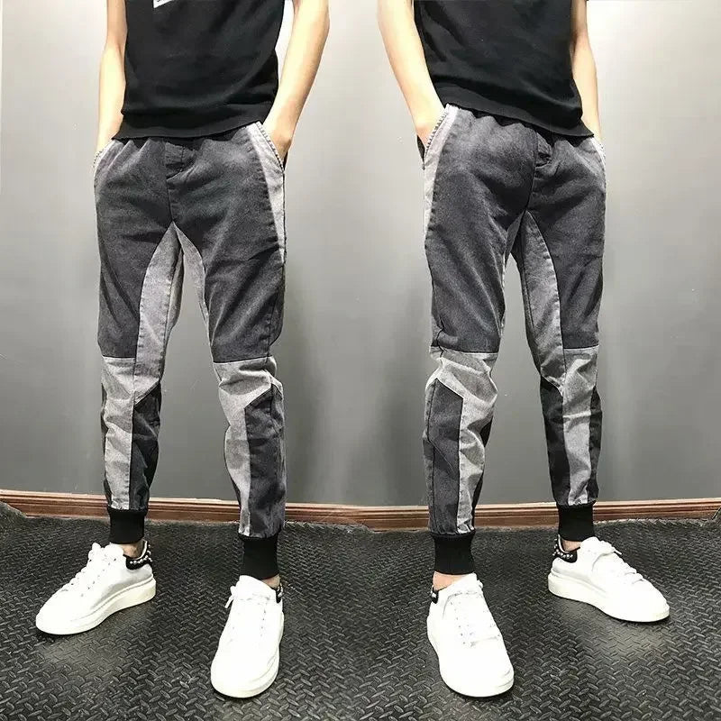 Trousers Letter Harem Men's Jeans With Print Man Cowboy Pants Black Comfortable Soft 2024 Korean Autumn Y2k Vintage Xs Retro