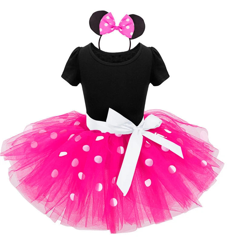 Girls Mickey Minnie Cartoon Mouse Princess Dress Kids Costume Dots Tutu Mickey Fancy Easter Birthday Party Dress Child Clothes