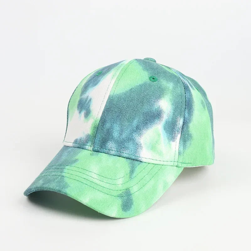 Men Hat Sports Women Baseball Hat Sun Protection Color Tie Dyed Baseball Hat Punk Hip Hop Performance Street Dance Sun Hat