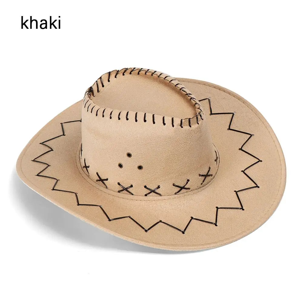 Western Cowboy Hat for Men Women Kids Fedora Outdoor Wide Brim Faux Leather Summer Wide Brim Beach Travel Cap Black White Pink