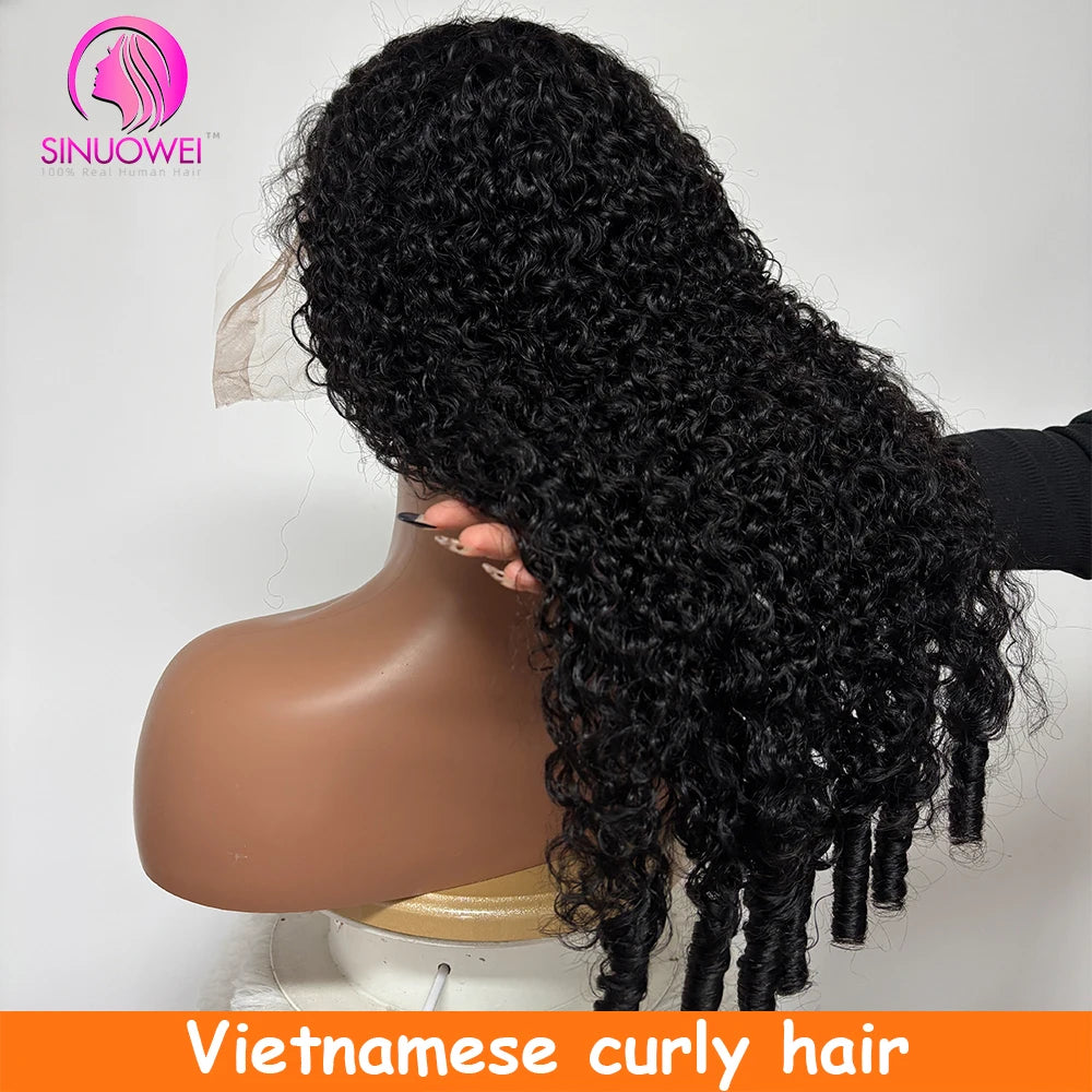 Vietnamese Curly Lace Front Human Hair Wig Burmese Curly 180% Density Brazilian Virgin Human Hair 12A Human Hair Wigs For Women