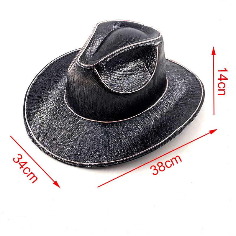 Halloween Christmas EL Wire Light Up Sequin Jazz Hat Adult Neon LED Luminous Festival Party Dress Up Cap For Men and Women