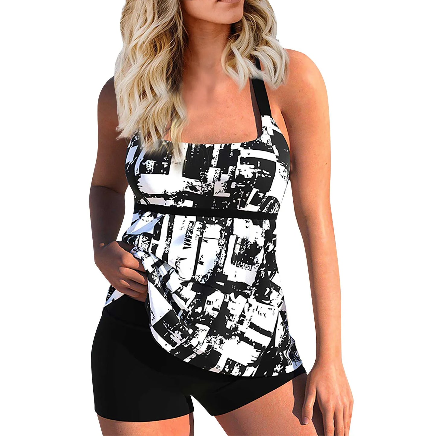 Women's Sexy Slim Fit Printed Sling Split Bikini Plus Size Swimsuit (Two Piece) Strape Tankini Set Printed Beach Swimsuit Women