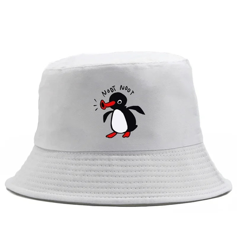 Summer Penguin Bucket Hat Reversible Bob Men Women Cotton Travel Beach Fisherman Hat Outdoor Sports Pull Up Bob Panama Sun Hat
