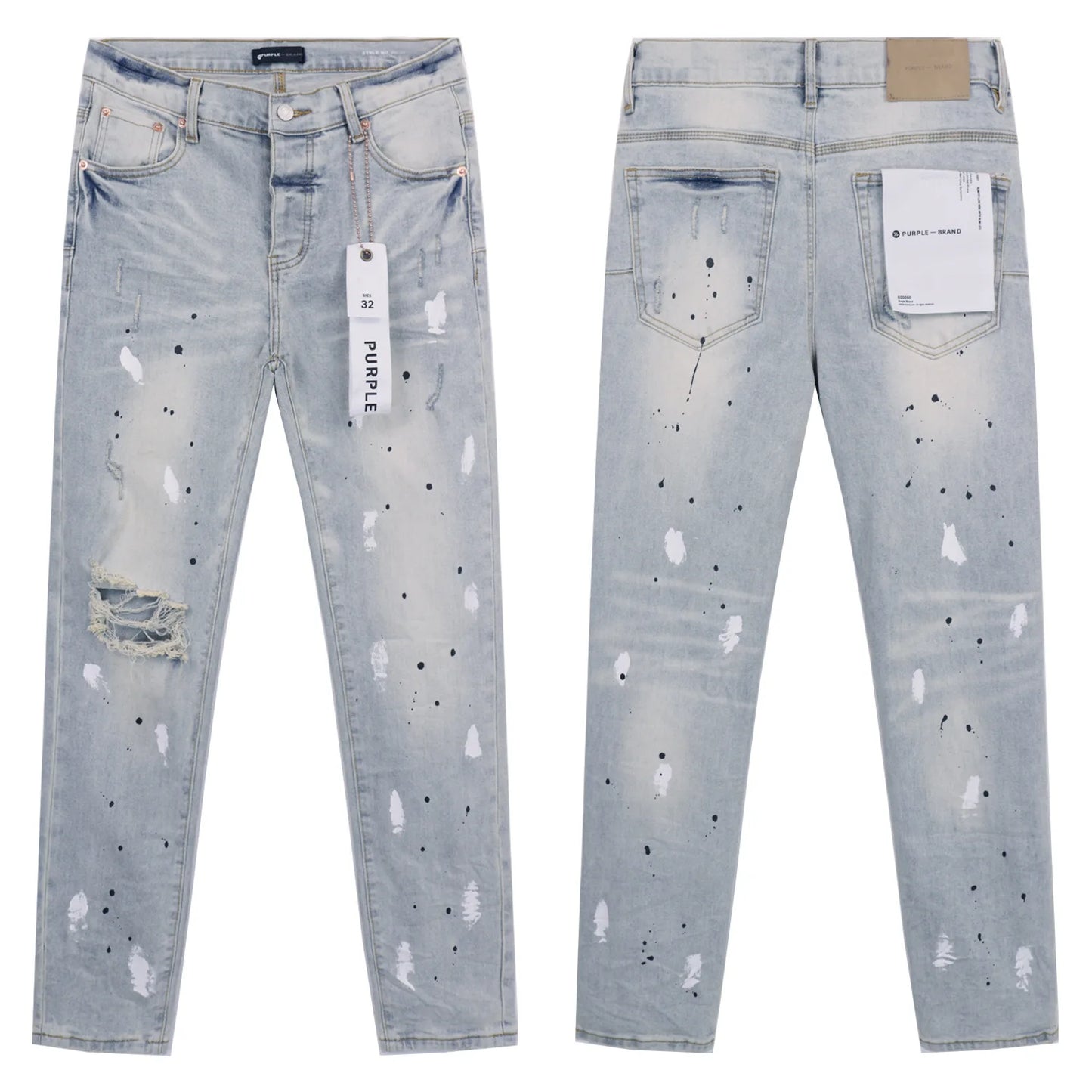 Purple Jeans American High Street Ripped Patch Trendy Retro Straight Men's Trousers Jeans for Men Ripped Jeans Skinnyjeansmen
