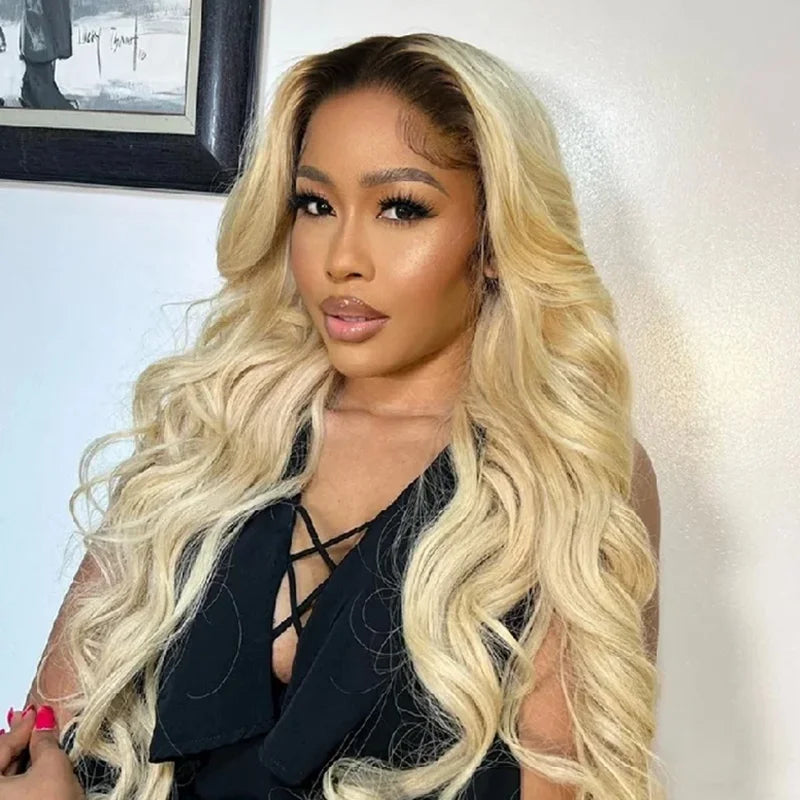 1b613 blonde 13x4 frontal lace human hair remy wig 20inch 150% density daily party use wig long body wave human hair wigs