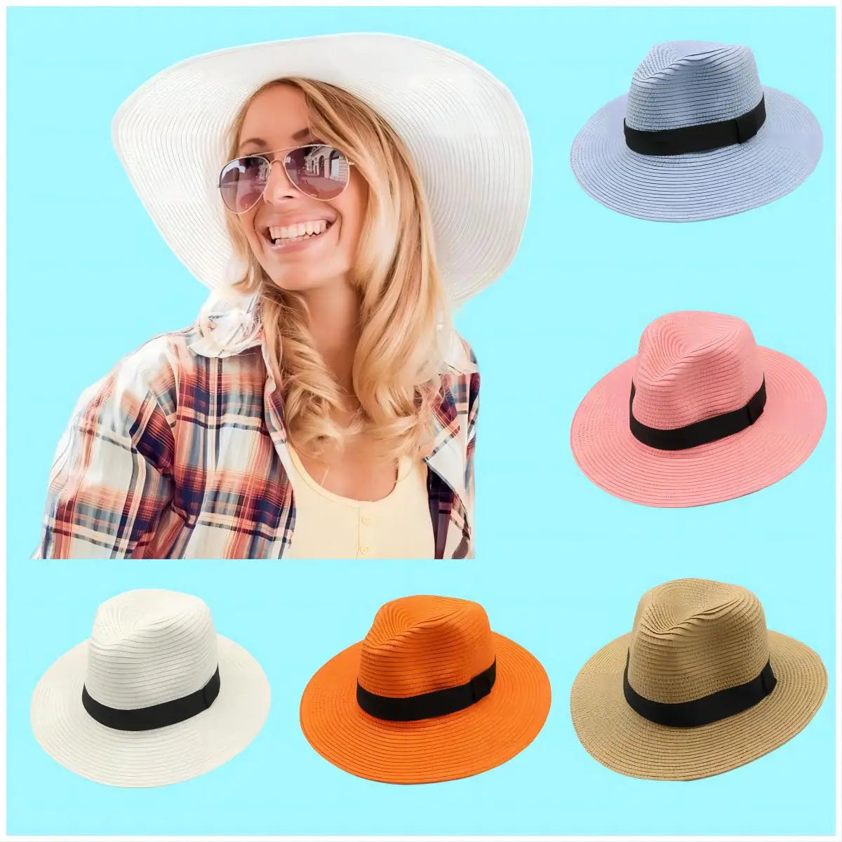 Panama Straw Hat Men Summer Straw Hat Wide-brimmed Outdoor Sun Visor Beach Hat