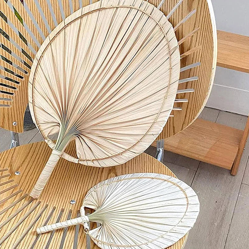 Handmade Fan Straw Woven Hand Fans Natural Palm Leaf Rattan Fans Ornaments Summer Cooling Mosquito Repellent Fans Decorations