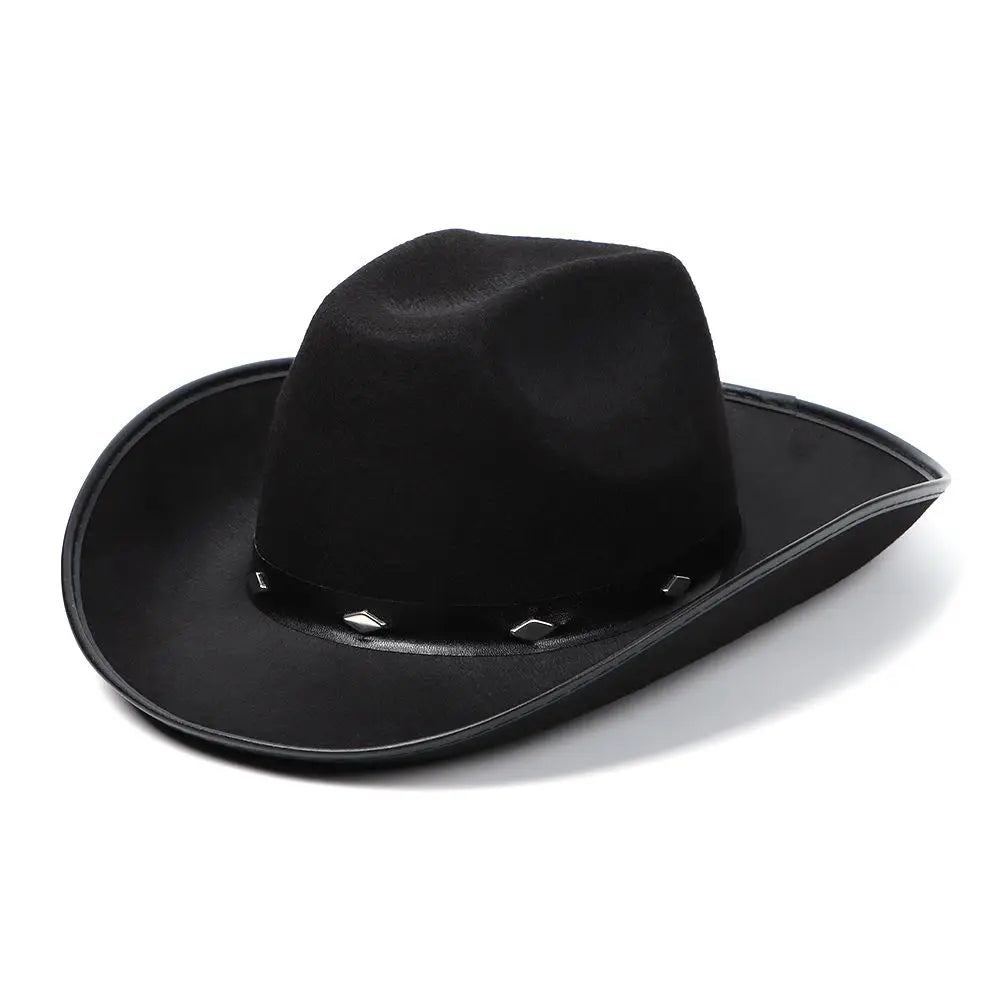 Western Cowboy Hat for Men Women Kids Fedora Outdoor Wide Brim Faux Leather Summer Wide Brim Beach Travel Cap Black White Pink