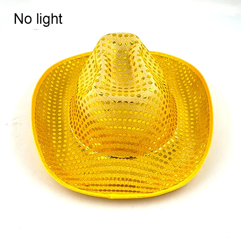 Halloween Christmas EL Wire Light Up Sequin Jazz Hat Adult Neon LED Luminous Festival Party Dress Up Cap For Men and Women