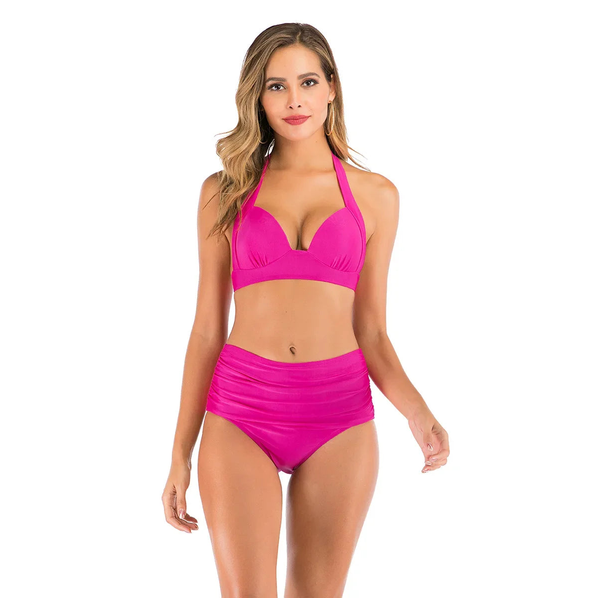 2021 New Solid Sexy Bikini Two-Piece Swimwear Women Swimming Suit Fashion Plus Size XL Sets Swimsuit Bathing Suit Female Biquini