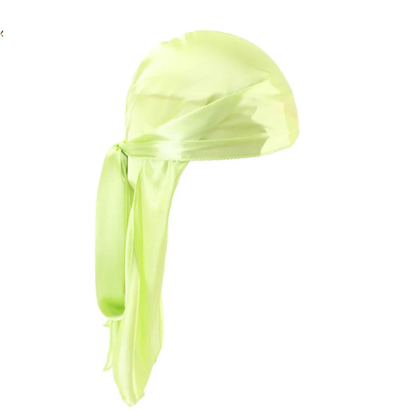 New Men's Long Silky Satin Breathable Turban Hat Wigs Doo Durag Biker Headwrap Chemo Cap Pirate Hat Men Hair Accessories