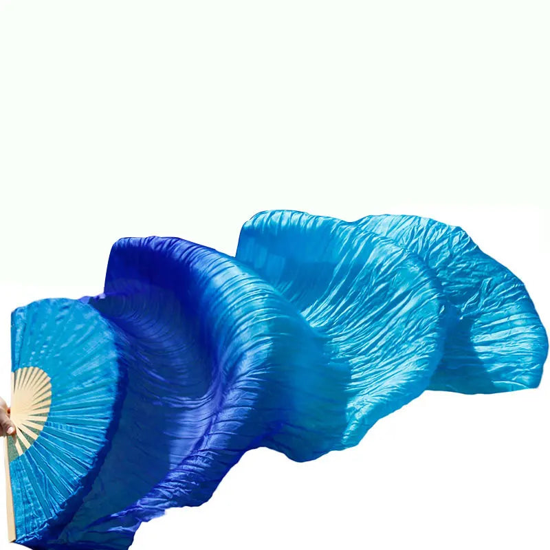 New Belly Dance Imitation Silk Veil Fans Bamboo Ribs Handmade Dyed Gradient Color Dancer Performance Props Fan 1pc/1pair Fans