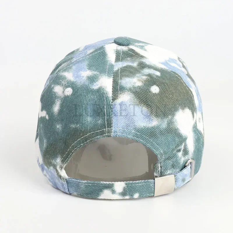Men Hat Sports Women Baseball Hat Sun Protection Color Tie Dyed Baseball Hat Punk Hip Hop Performance Street Dance Sun Hat
