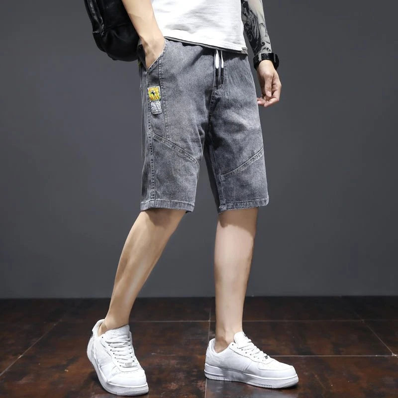 Male Denim Shorts Big Size Oversize Gray Cargo Men's Short Jeans Pants Retro Summer Xl Y2k Fashion Designer Streetwear New In