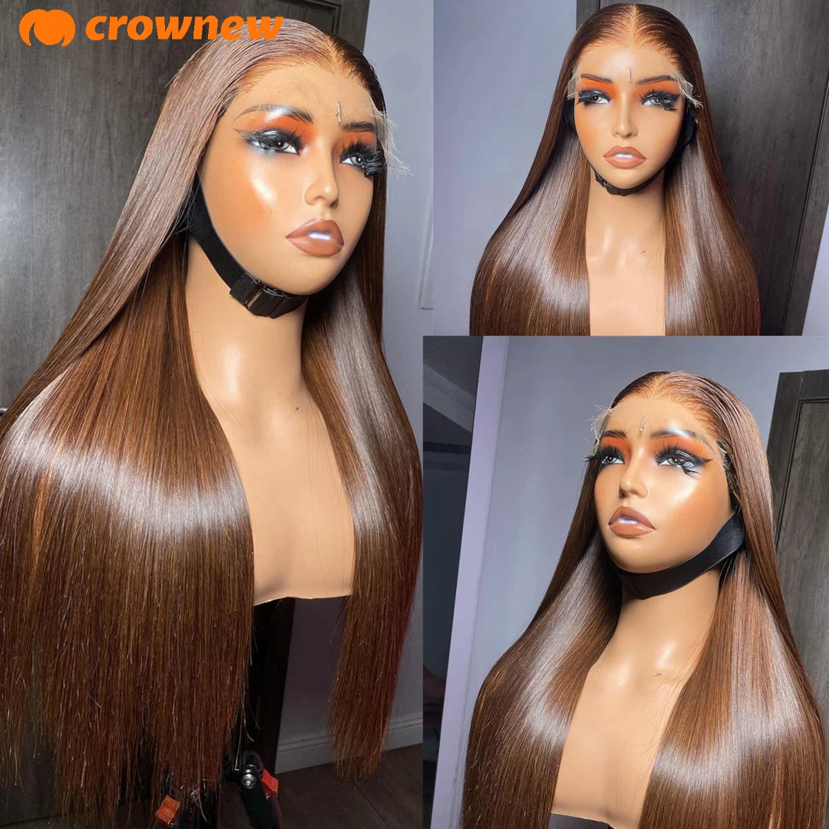 #4 Straight Lace Front Wigs Human Hair Colored Brown Human Hair Wig 13x4 13x6 HD Lace Frontal Wig Chocolate Brown Human Hair Wig