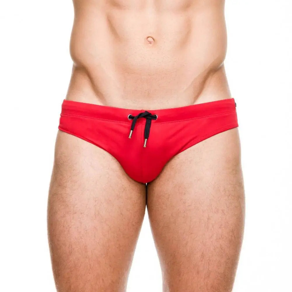 Adult Men Swimming Trunks Low Rise Solid Color Water Repellent Swim Briefs Swimwear Quick Drying Swimming Trunks Swim Shorts