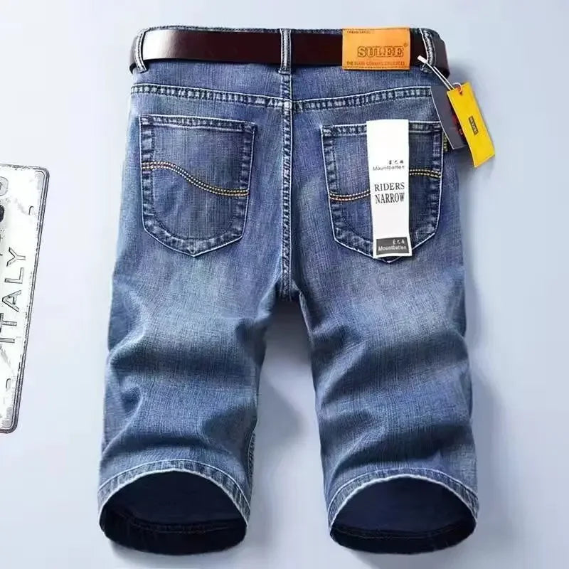 Men's Short Jeans Pants Big Size Straight Oversize Male Denim Shorts with Pockets Xl Cowboy New in Streetwear Buttons Original
