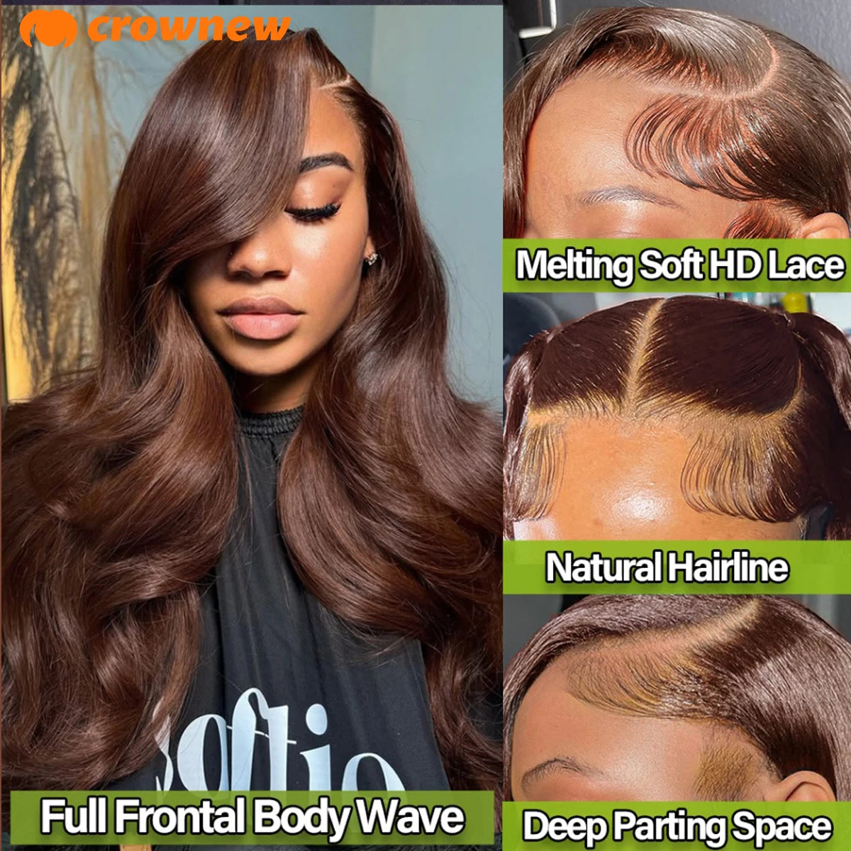 Chocolate Brown Wig 13x6 Human Hair Body Wave Human Hair Wigs 13x4 HD Lace Wigs #4 Colored WIg Pre Plucked Brown Human Hair Wig