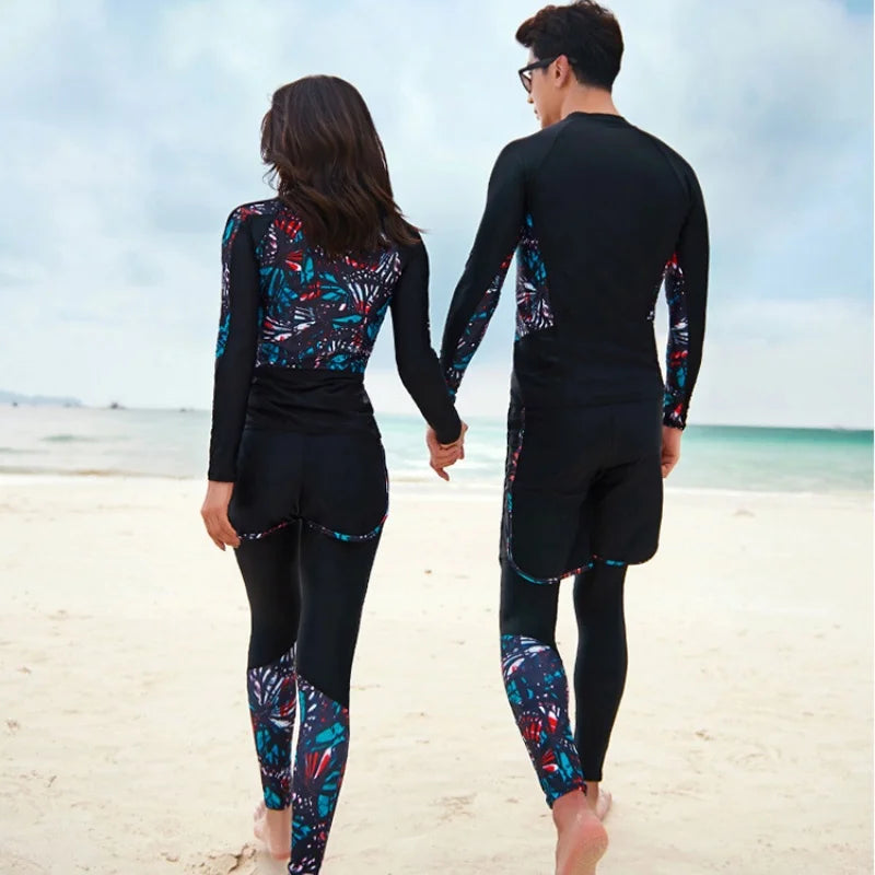 Men Rash Guard Diving Suits Surfing Swimwear Long Sleeve Suit Swim Shirt+Trunks+Shorts UV Swimming RashGuard Prevent Jellyfish