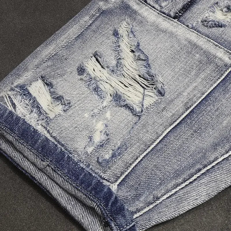Men's Short Jeans Pants Graphic Ripped With Text Male Denim Shorts Harajuku Xxxl Blue Thin Sale Youthful Emo Y2k Fashion Emo