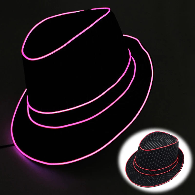 LED Western Cowboy Hat Cowgirl Hat Retro EL Wire Light Brim Jazz Top Hat Bride Cowboy Hat Cosplay Cowboy Costume For Women Men