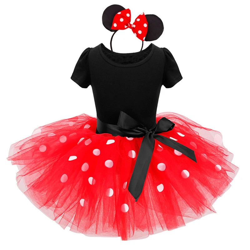 Girls Mickey Minnie Cartoon Mouse Princess Dress Kids Costume Dots Tutu Mickey Fancy Easter Birthday Party Dress Child Clothes